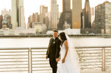 bride and groom in gantry park
